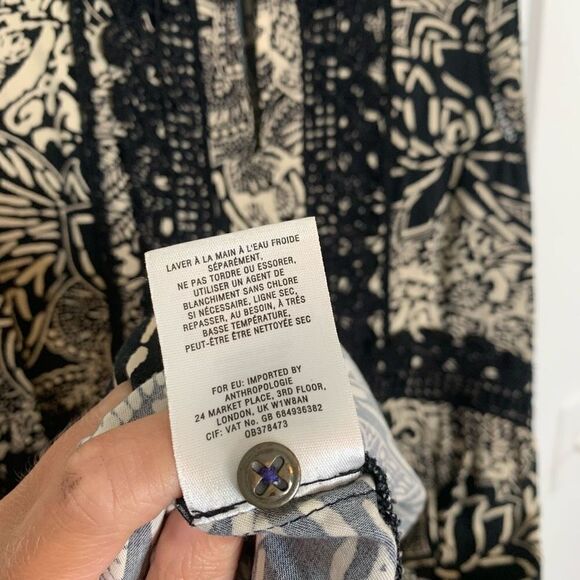 Anthropologie Holding Horses Suraja Black Tan High Low Sleeveless Midi Women’s 0 - Picture 10 of 13